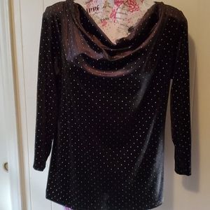 Black long sleeve velour blouse